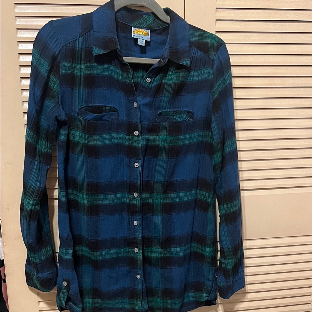 C&C California Blue and Green Plaid Tunic